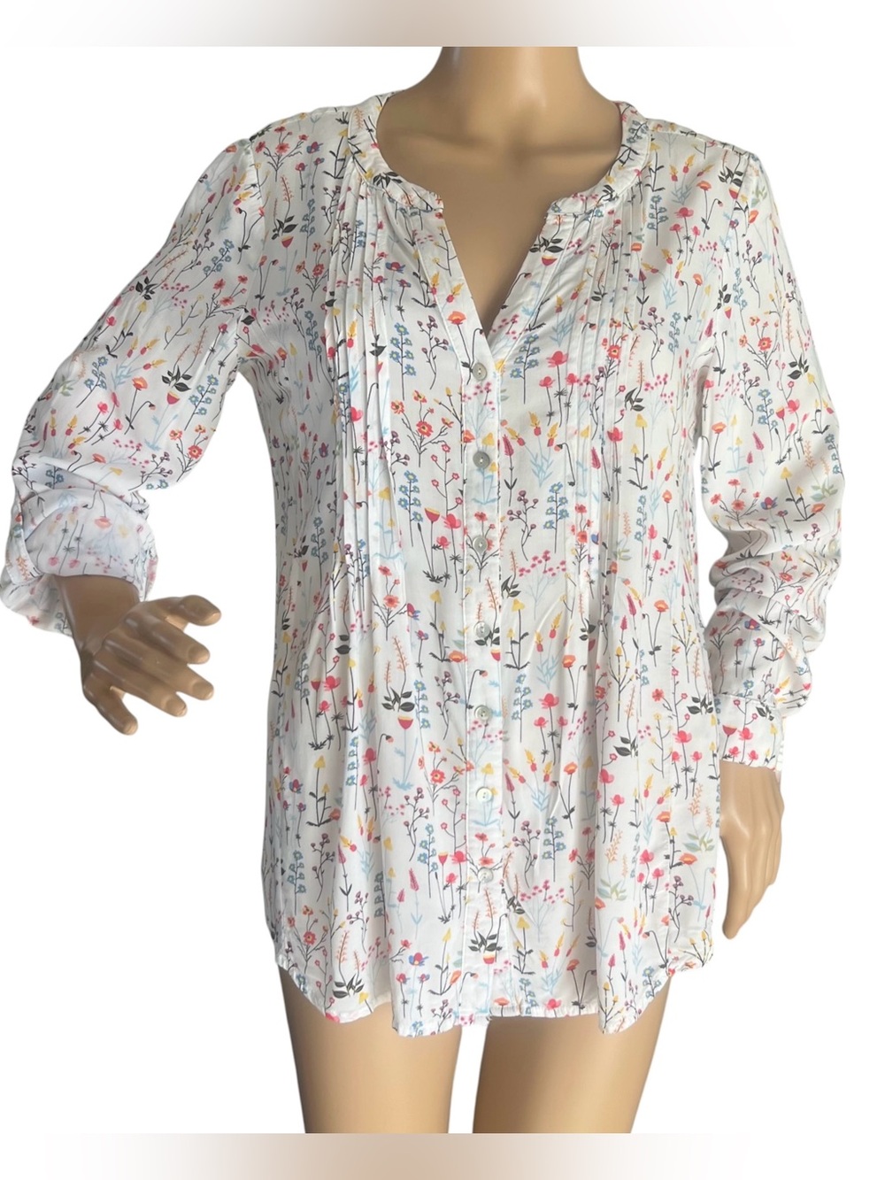 Jane & Delancey Floral Roll Tab Sleeve Button-Up Shirt